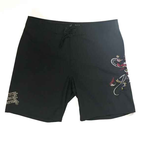 RCVA Performance Board Shorts size 34 Special Edition Graphics Artwork skull - Picture 2 of 9